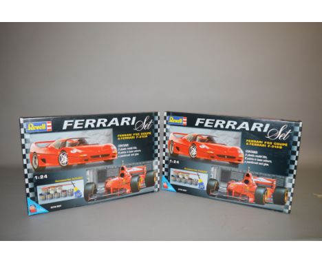 Two Revell 05748 9091 Ferrari Set 1:48 plastic model kits. Both boxed, ex-shop stock. (2)