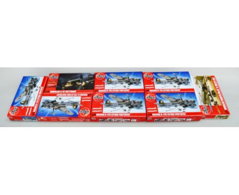 Eight Airfix Series 8 &amp; 9 plastic model kits, all aircraft: A09008; six A08017; A08014. All boxed, unstarted and complete