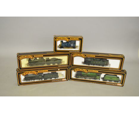 OO Gauge. Five boxed Mainline Steam Locomotives, 37-036 Class 03 0-6-0 Diesel BR Blue, 54156 2301 Class (Dean Goods) 0-6-0 GW