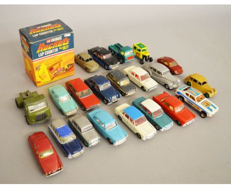 Twenty unboxed vintage diecast models by Corgi, Dinky and also from the Tri-ang 'Spot On' range with varying degrees of play 