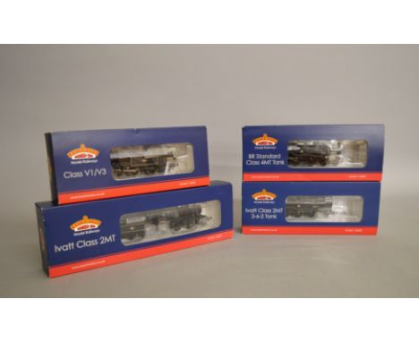 OO Guage Four Bachmann Trains, which includes; 32-829A Ivatt Class 2MT 46446 BR Black Late Crest, 32-359 BR Standard Class 4M