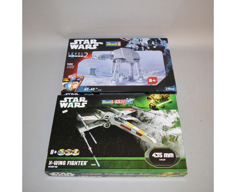 Two Revell Star Wars plastic model kits: 96715 AT-AT; 06690 X-wing Fighter. Boxed, ex-shop stock. (2)