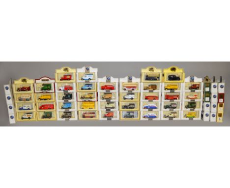 Six unboxed resin Pre-Production Lledo diecast model cars together with and unboxed model van, including Ford Anglia Ford Pre