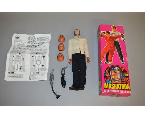 Denys Fisher Six Million Dollar Man Maskatron action figure, complete with 3 masks. VG, in G box, with instructions