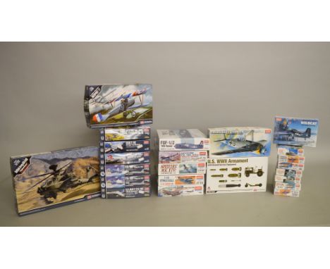 Twenty three Academy plastic model kits, all aircraft, including:12534, 12211, 12204, etc. Boxed, ex-shop stock.
