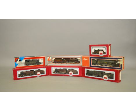 OO Gauge. Seven boxed Steam Locomotives including three by Lima - 205111 GWR 2-6-2, GW '6000 King George V' and 205119 LMS 2-