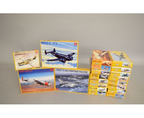 Twenty PM Model 1:72 scale aircraft plastic model kits. Boxed, unstarted and complete - ex-shop stock.