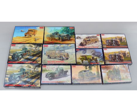 Twelve Roden WWII 1:72 scale plastic model kits. Boxed, unstarted and complete.