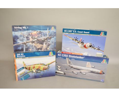 Four Italeri 1:72 scale aircraft plastic model kits: 1348 HC-130J US Coast Guard; 1335 Stirling MkI; 1353 KC-135A Stratotanke