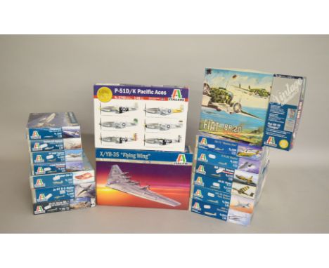 Sixteen Italeri plastic model kits, all aicraft, including: 1277 X/YB-35 'Flying Wing'; 2673 SBD 5 Dauntless; 2743 P-51D/K Pa