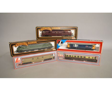 OO Gauge. Five boxed Locomotives, three by Lima - 205132 Bo-Bo GWR Railcar, 205169 Class 73 Diesel '73142' BR blue, 205126 Bo