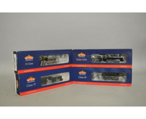 OO Guage. Four Bachmann DCC ready trains, which includes; 32-165DC N Class 31869 BR Black Early Emblem, 31-475 Class G2A 4939