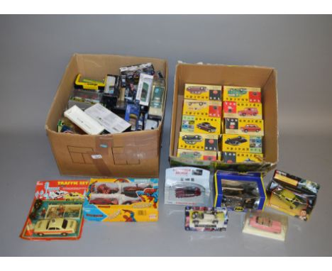 A quantity of boxed diecast metal and plastic models by Corgi, Solido and others, contained in two boxes, including a Corgi 4