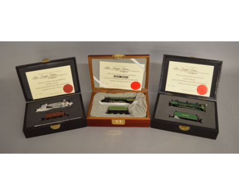 OO Gauge. Three Bachmann Branch-Line limited edition Steam Locomotives, each housed in a wooden case,  'Lord Nelson' (L.Ed 10