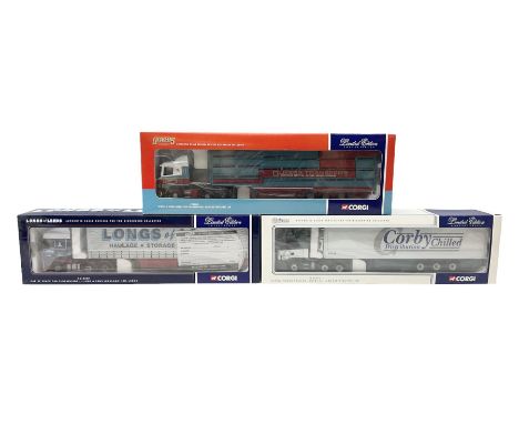 Three limited edition Corgi 1:50 scale lorries - DAF XF Space Cab Curtainside - J. Long &amp; Sons (Haulage) Ltd Leeds No.CC1