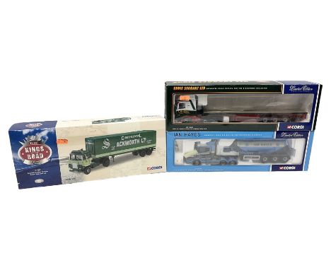 Three limited edition Corgi 1:50 scale lorries - Scania T-Cab Feldbinder Tanker - Ian Hayes Transport No.CC12801; DAF XF Spac