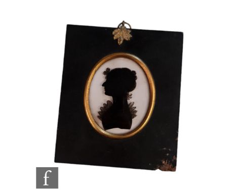 CHARLES ROSENBERG (1745-1844) - 'Portrait of Miss Frances Letitia Earle', silhouette painted on convex glass, circa 1806, bea