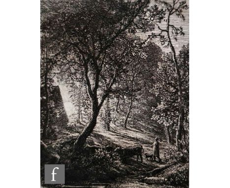 SAMUEL PALMER (1805-1881) - 'The Herdsman's Cottage, or, Sunset, 1850', etching, with printed initials S P to lower left, ima