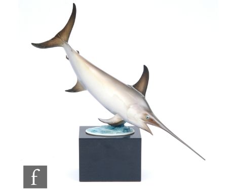 A Royal Worcester Swordfish (Xiphias Gladius) modelled by Ronald van Ruyckevelt, printed mark, numbered 232 to the base, reta