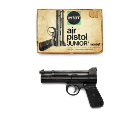 A BOXED .177 WEBLEY &amp; SCOTT JUNIOR AIR-PISTOL, batch no. 436, mid to late 1960's vintage, with blued 6 1/8in. barrel, adj