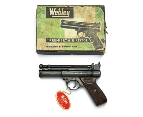 A BOXED .177 WEBLEY &amp; SCOTT PREMIER AIR-PISTOL, batch no. 516, 'A' series, with blued 6 5/8in. barrel, stirrup locking ca