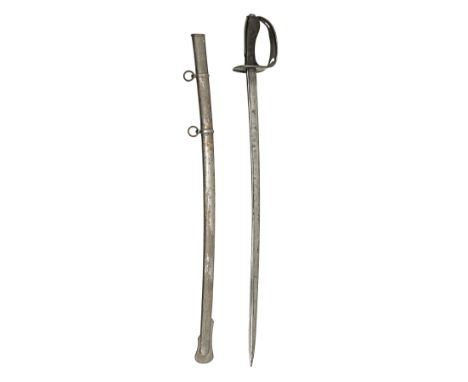 A RARE TURKISH OTTOMAN EMPIRE WORLD WAR I MODEL 1909 CAVALRY SABRE, with 33in. pipe-backed, slightly curved blade with quill 