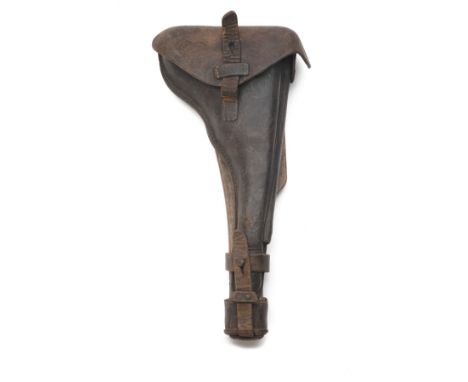 A RARE HOLSTER FOR THE LANGE PISTOLE 08 "ARTILLERY LUGER" COMPLETE WITH ORIGINAL TOOLS, circa 1917, brown leather with wooden