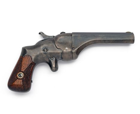 A .44 (RIMFIRE) CONNECTICUT HAMMOND PATENT BULLDOG SINGLE-SHOT PISTOL, no visible serial number, circa 1870, with blued 4in. 
