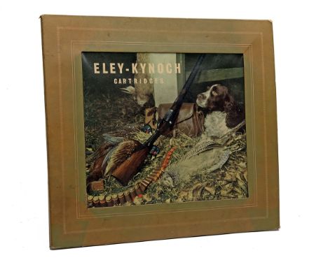 A RARE ILLUMINATING 'ADGLOW' POINT-OF-SALE COLOURED ADVERTISING SIGN PROMOTING ELEY-KYNOCH CARTRIDGES, circa 1960s, cardboard