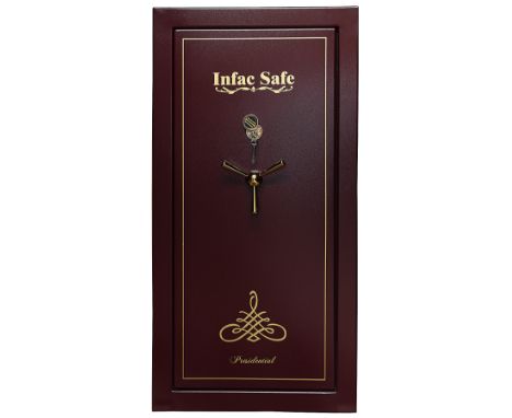 INFAC A NEW AND UNUSED 'MODEL PK75' FIRE PROTECTION STEEL GUN CABINET, solid 3mm steel and fitted for 24 guns, beige baize-li