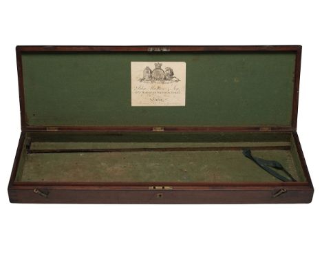 JOHN MANTON, LONDON AN ANTIQUE MAHOGANY GUNCASE CARCASS FOR A SPORTING GUN, measuring externally 32in. x 9 3/4in. x 3 1/8in.,