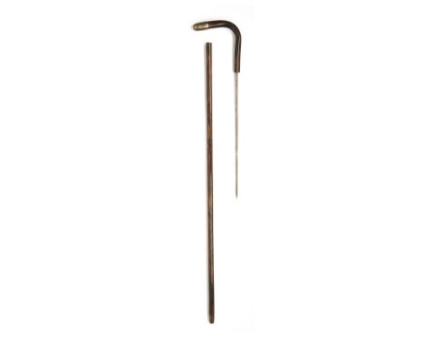 AN EDWARDIAN GENTLEMAN'S SWORD-STICK WITH SILVER MOUNT, hallmarked for London 1906, with 'T' section slender tapering 13 1/4i