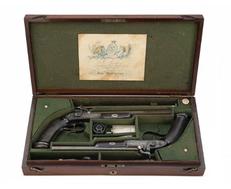 JAMES PURDEY, LONDON A SCARCE CASED PAIR OF 50-BORE PERCUSSION RIFLED TARGET PISTOLS, serial no. 2078 / 9, for 1832, with bro