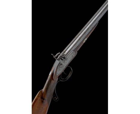 A 14-BORE PERCUSSION DOUBLE-BARRELLED SPORTING GUN SIGNED DELCOMYN, COPENHAGEN, no visible serial number, circa 1840, with ri