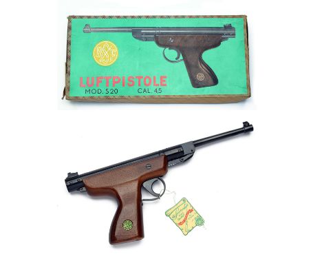 A RARE BOXED .177 BSF S20 BREAK-BARREL AIR-PISTOL, serial no. 7355, circa 1979 with blued 6 3/4in. barrel, blade fore-sight, 
