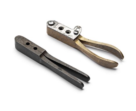 A GOOD PAIR OF UNITED STATES BULLET MOULDS FOR COLT ROOT REVOLVERS IN .28 AND .31 CALIBRES, brass .28 calibre with apparent s