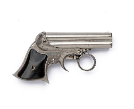 A .32 (RIMFIRE) REMINGTON ELLIOT PATENT NICKEL-PLATED FOUR-BARRELLED DERRINGER PISTOL, serial no. 22364, circa 1874, with 3 3