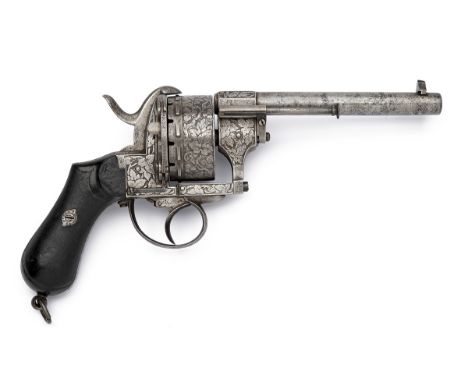 A 9mm PINFIRE J. CHAINEUX PATENT TWELVE-SHOT TRIPLE-ACTION REVOLVER, serial no. 2, circa 1870, with octagonal to round 5 3/4i