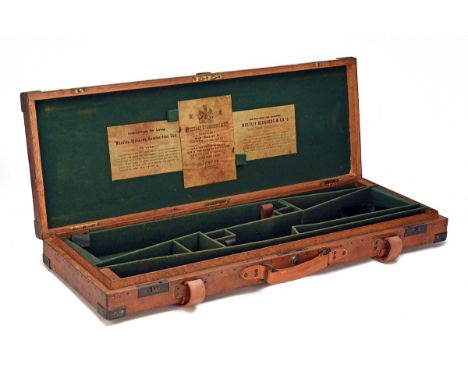 WESTLEY RICHARDS A BRASS-CORNERED OAK AND LEATHER DOUBLE GUNCASE, fitted for 30in. barrels, green baize lined interior, the l