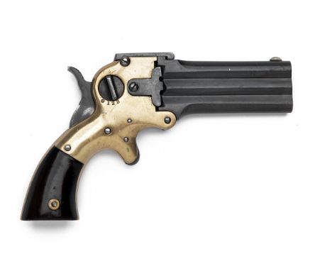 A RARE .32 (RIMFIRE) WILLIAM MARSTON THREE-BARRELLED DERRINGER, serial no. 1453, circa 1865, with 3in. reblued superposed bar