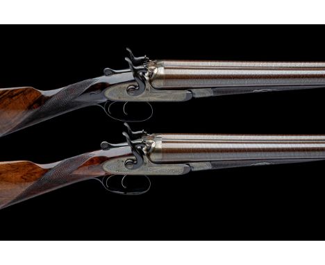 J. PURDEY A PAIR OF 12-BORE BAR-IN-WOOD TOPLEVER HAMMERGUNS, serial no. 9504 / 5, for 1876, 30in. nitro reproved bold damascu