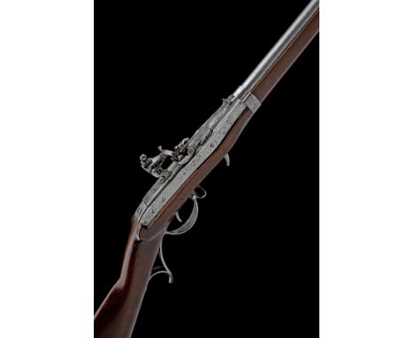 A RARE .52 FLINTLOCK HARPERS FERRY '1819 HALL U.S. BREECH-LOADING RIFLE', no visible serial number, second model dated 1831, 