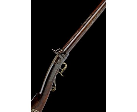 A MOST UNUSUAL 22-BORE/.400 PERCUSSION CAPE-RIFLE SIGNED 'MORGAN JAMES', no visible serial number, American circa 1840, with 