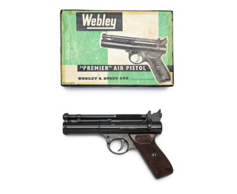 A GOOD BOXED .22 WEBLEY &amp; SCOTT PREMIER AIR-PISTOL, batch no. 792, circa 1950's-60's, 'B' series with blued 6 5/8in. barr