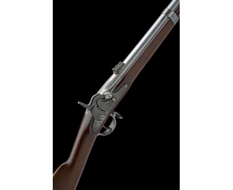 A .58 PERCUSSION MODEL 1855 SINGLE-SHOT RIFLED MUSKET WITH TAPE-PRIMER, SIGNED SPRINGFIELD, no visible serial number, dated f