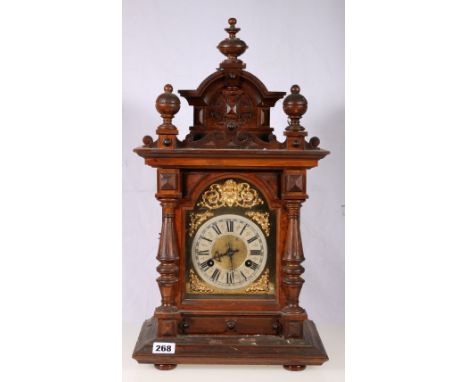 19th century Jungans walnut mantle clock, 50cm