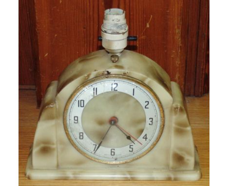 Art Deco novelty bakelite mantle alarm clock/lamp