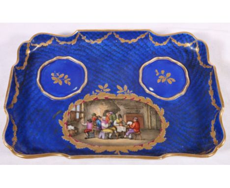Meissen gilt porcelain desk tray, crossed sword mark cancelled, 26cm CONDITION REPORT: Gilding losses throughout.  Dirty patc