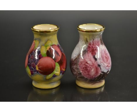 A Moorcroft  enamel baluster vase, Peony, designed by Neil Creed, 6cm high, limited edition, 1375. certificate,boxed;  anothe