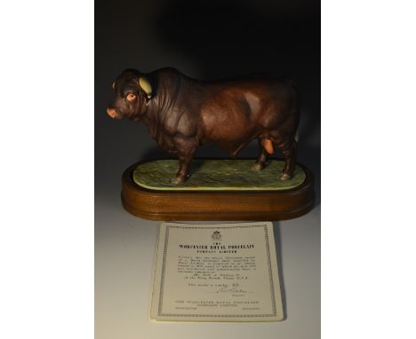 A Royal Worcester Santa Gertrudis Bull, modelled by Doris Lindner, especially for Neiman Marcus,  19cm high, printed crown an